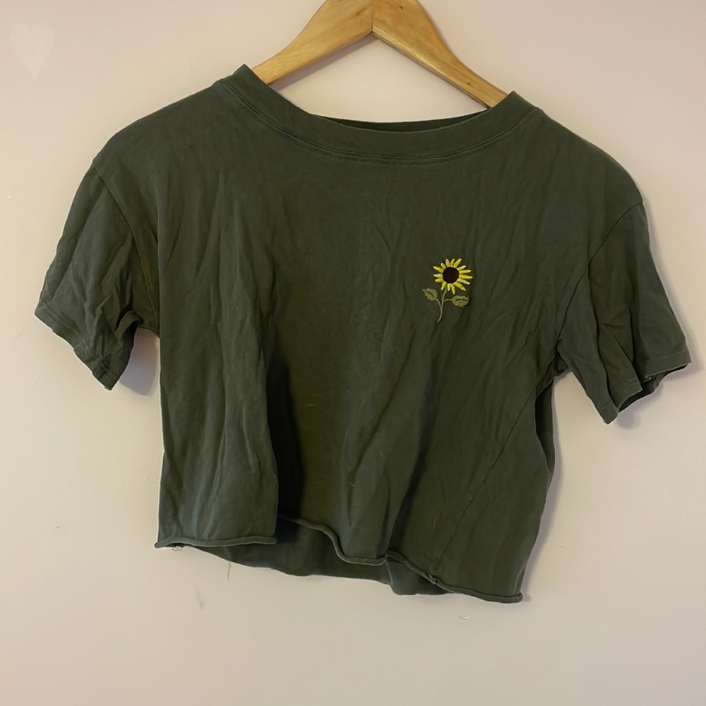 MELEROSE AND MARKET green, girls L (10-12), embroidered sunflower in corner